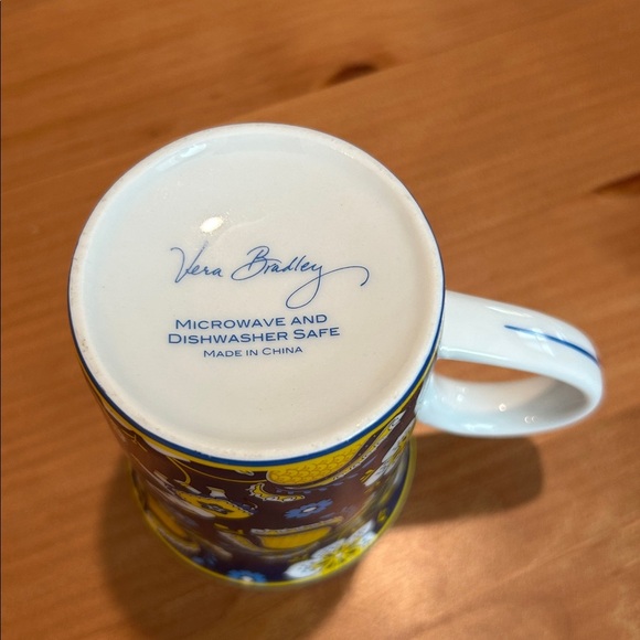 Vera Bradley Coffee Tea Mug Elephants & Flowers Blue Yellow - Picture 5 of 7